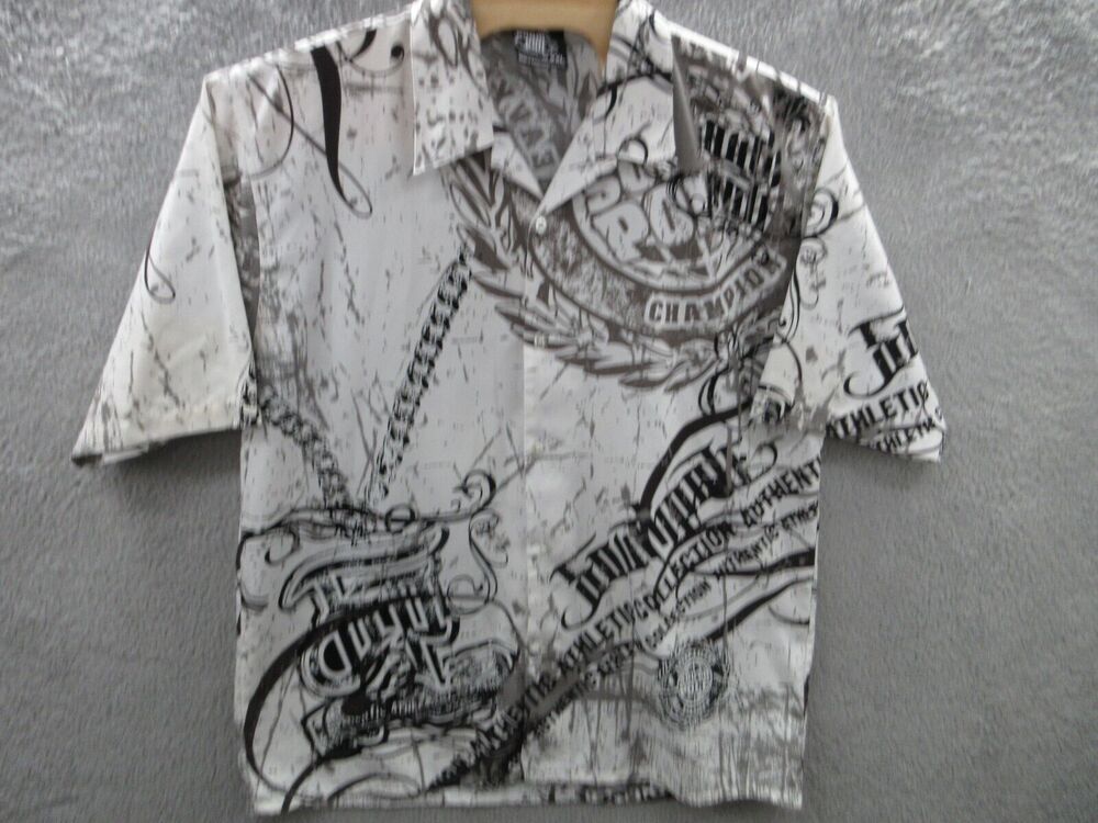 Vintage Y2K SOUTH POLE ATHLETIC COLLECTION Men's Button Shirt XXL Boxing AOP